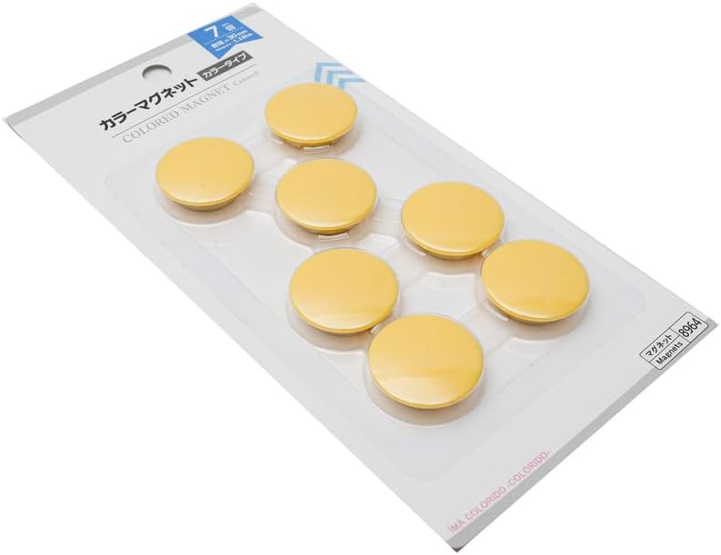 Daiso Colored Magnet - Yellow - 30mm - 1.18in - 7 Pcs - Image 2